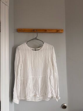 LOFT Textured White Peplum Blouse